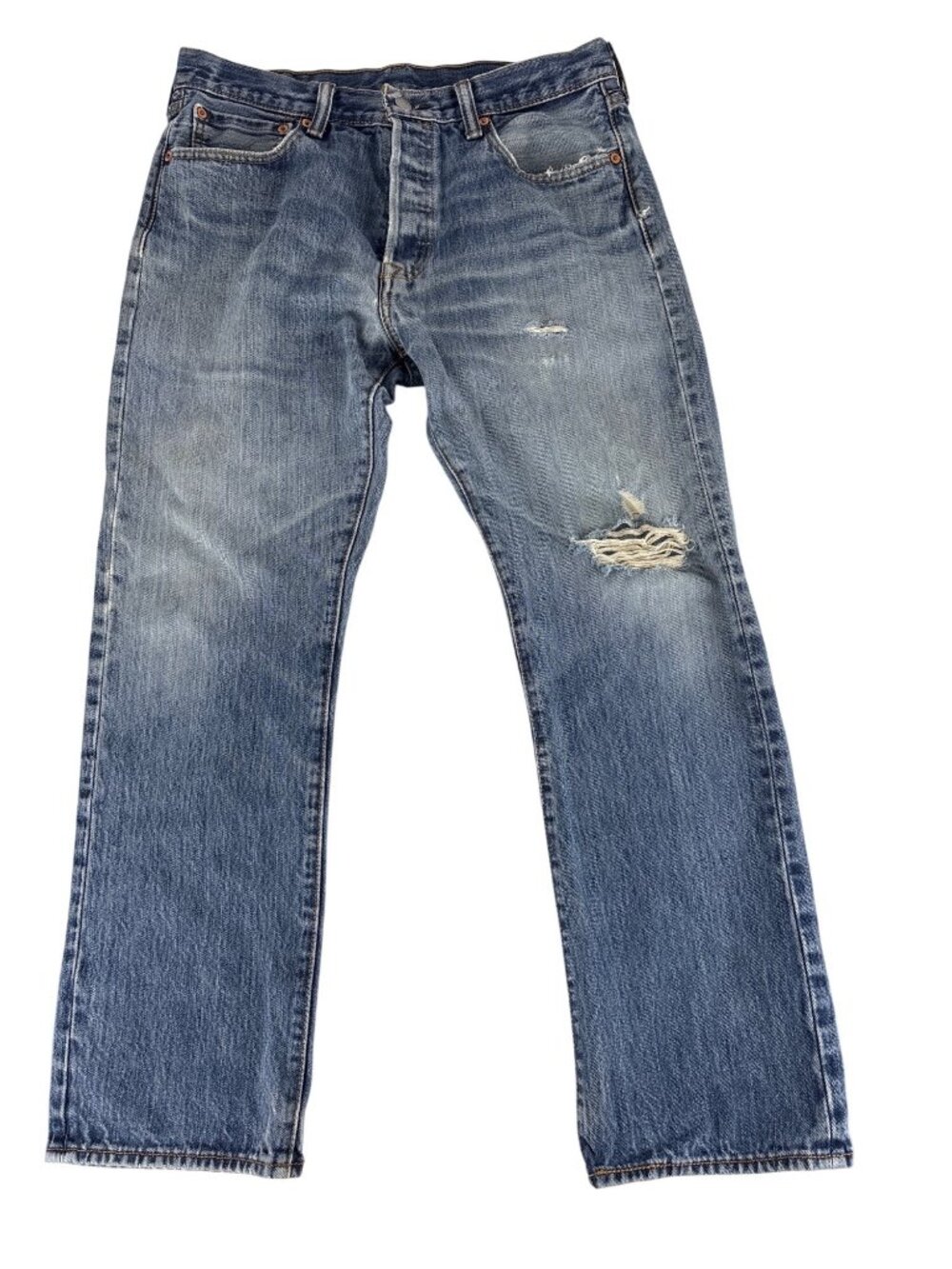 Vintage Levis 501 Jeans Faded Light Wash Distressed Thrashed Button Fly 34x30